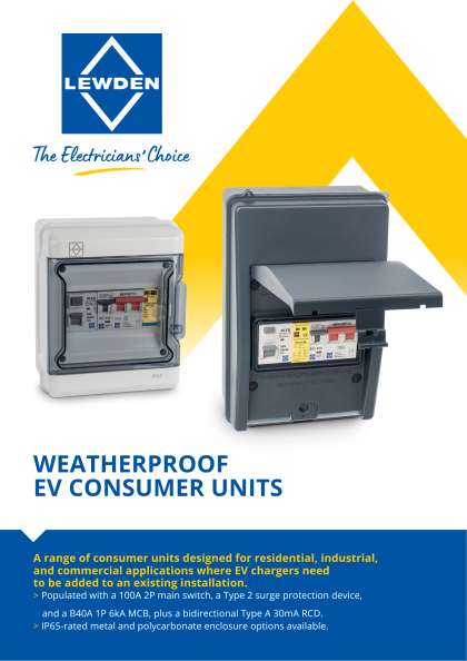 Weatherproof IP65 EV Consumer Unit